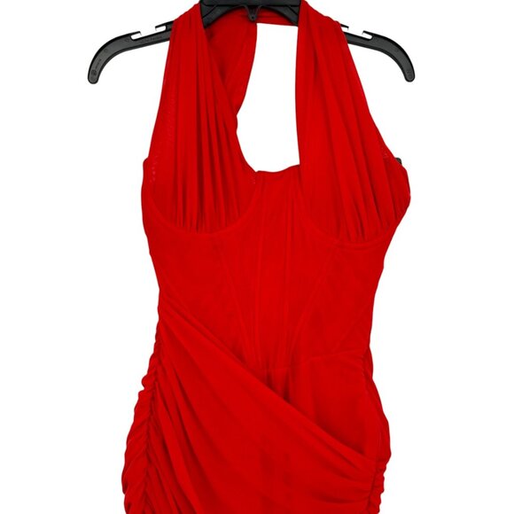 House Of CB Valentina Bodycon One Shoulder Midi Dress Red Size XS NWOT - Picture 5 of 10